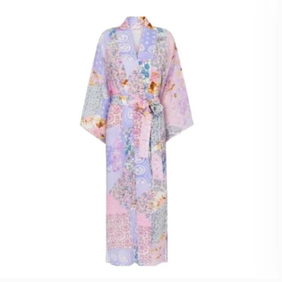 Spell Other - Spell Cha Cha Robe Dressing Gown Womens Medium Large Pink Purple Patchwork Maxi